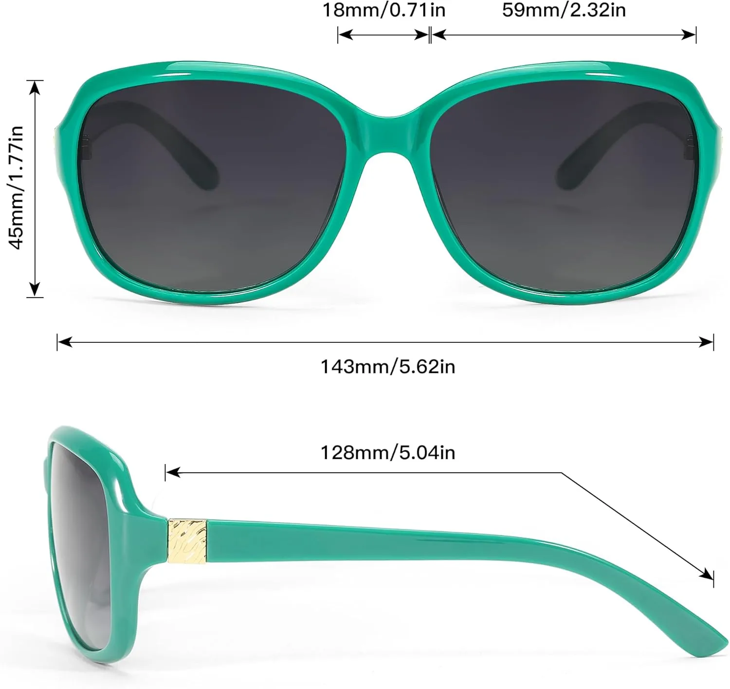 SIPHEW Polarized Sunglasses for Women | Vintage Square Sunglasses w UV400 Protection | Womens Wraparound Shade