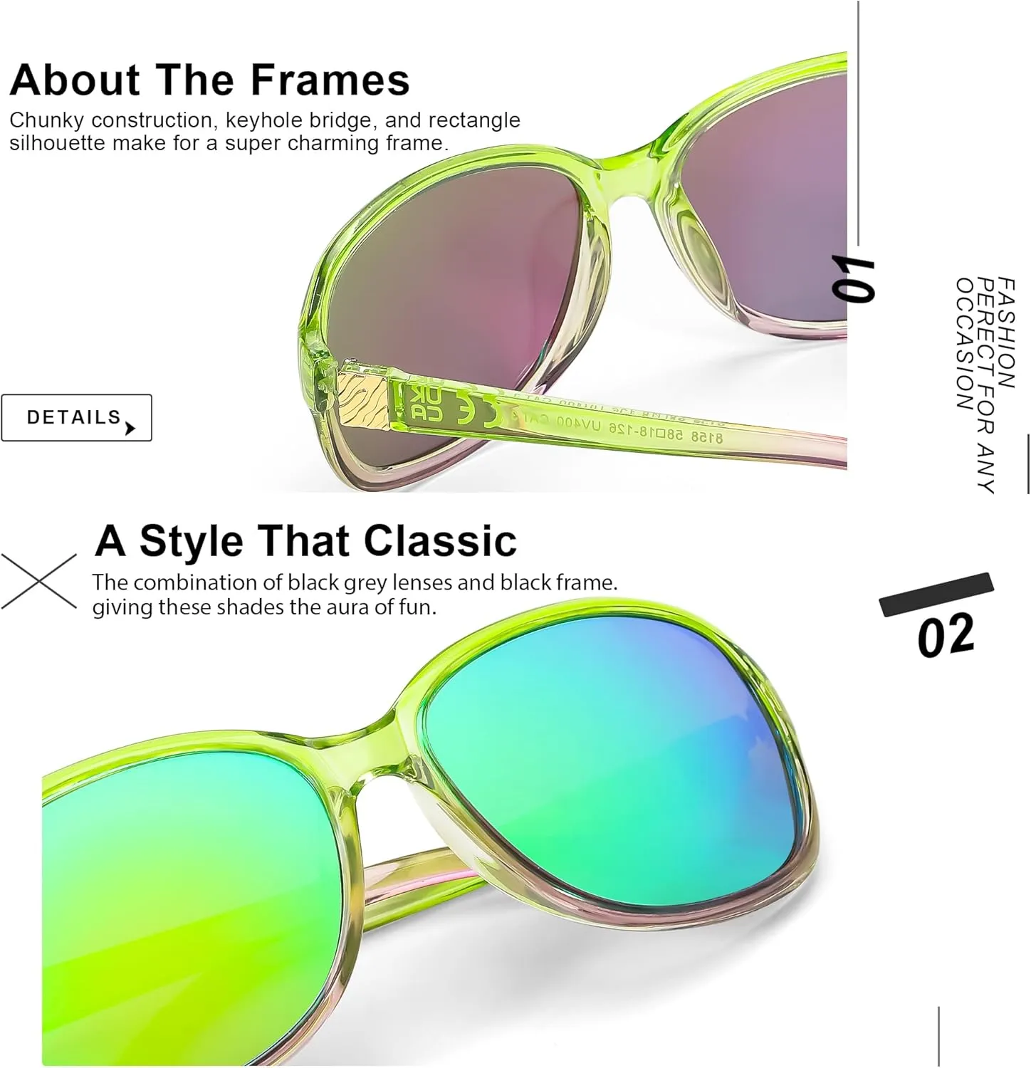 SIPHEW Polarized Sunglasses for Women | Vintage Square Sunglasses w UV400 Protection | Womens Wraparound Shade