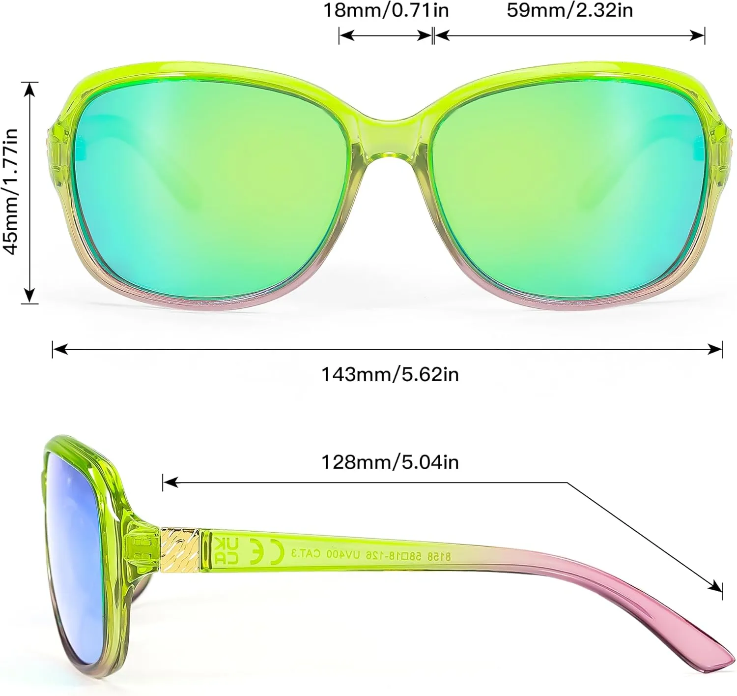 SIPHEW Polarized Sunglasses for Women | Vintage Square Sunglasses w UV400 Protection | Womens Wraparound Shade