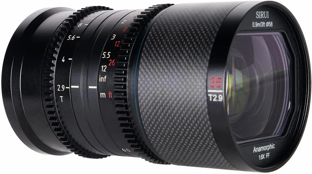 SIRUI Saturn 35mm T2.9 1.6X Full Frame Carbon Fiber Anamorphic Lens, Cine Lens for E Mount Cameras, 418g (Neutral Flare)