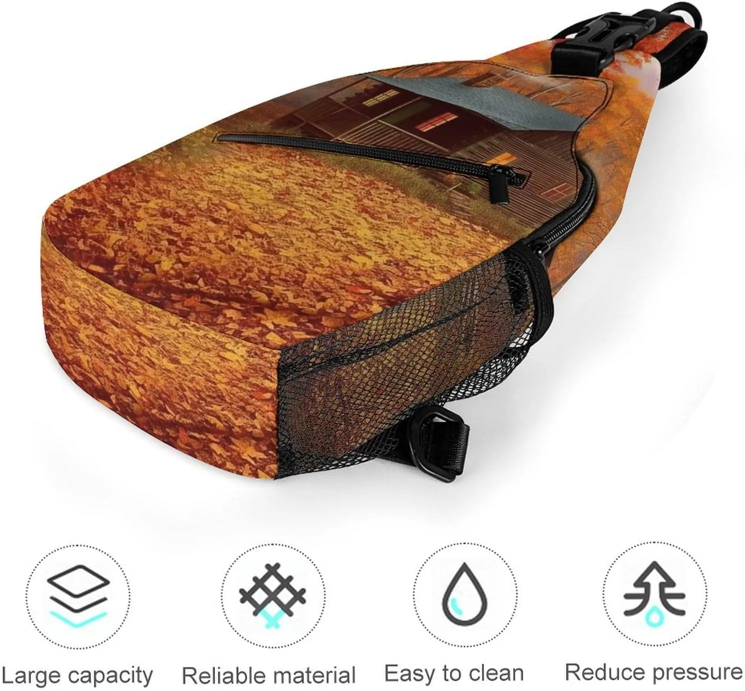Sling Backpack Crossbody for Man Woman Autumn Woods Cabin Cross Body Adjustable Chest Bag