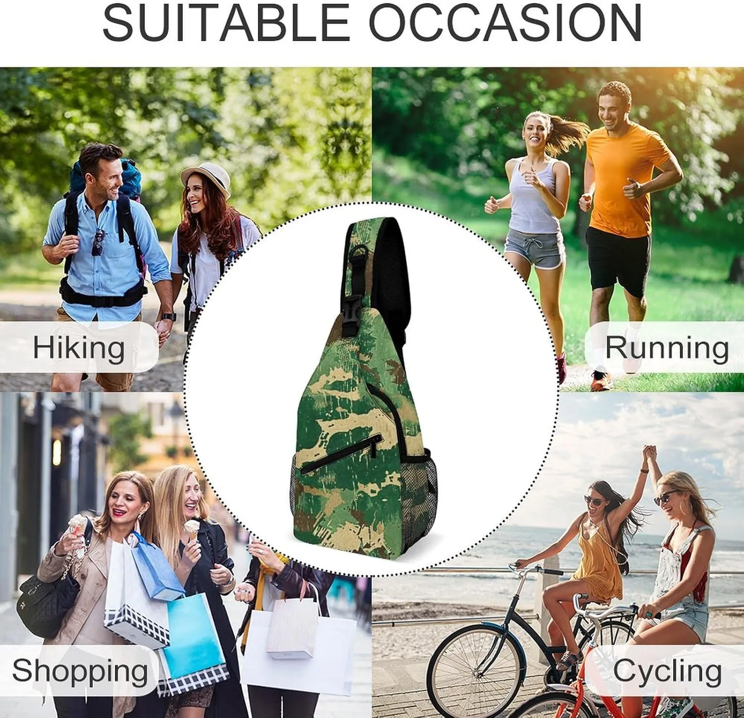 Sling Backpack Crossbody for Man Woman Brown Texture Pattern Cross Body Adjustable Chest Bag