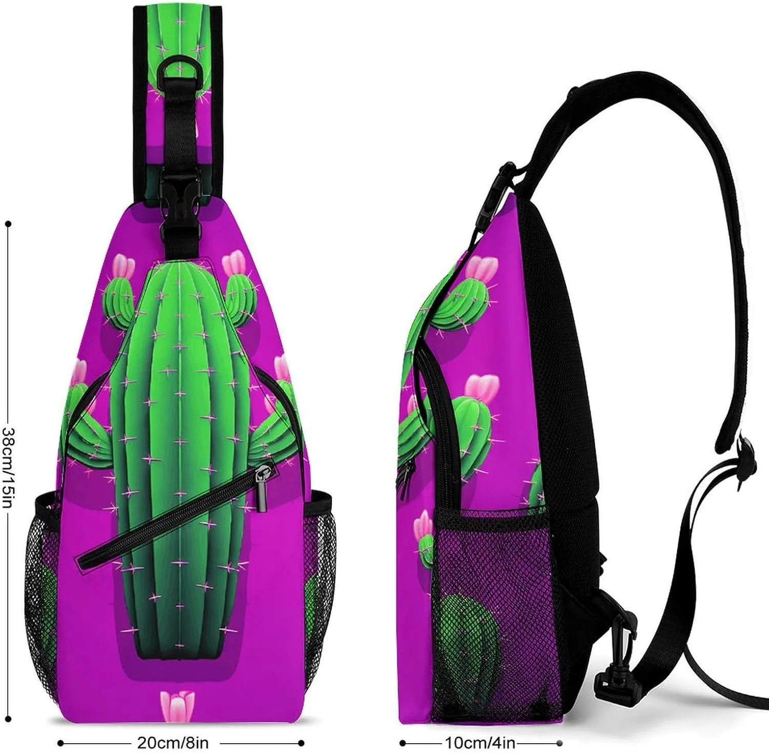 Sling Backpack Crossbody for Man Woman Cactus Cartoon Cross Body Adjustable Chest Bag