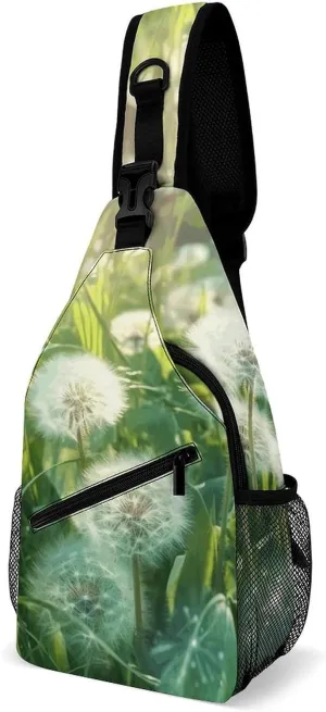 Sling Backpack Crossbody for Man Woman Dandelions on The Grass Cross Body Adjustable Chest Bag