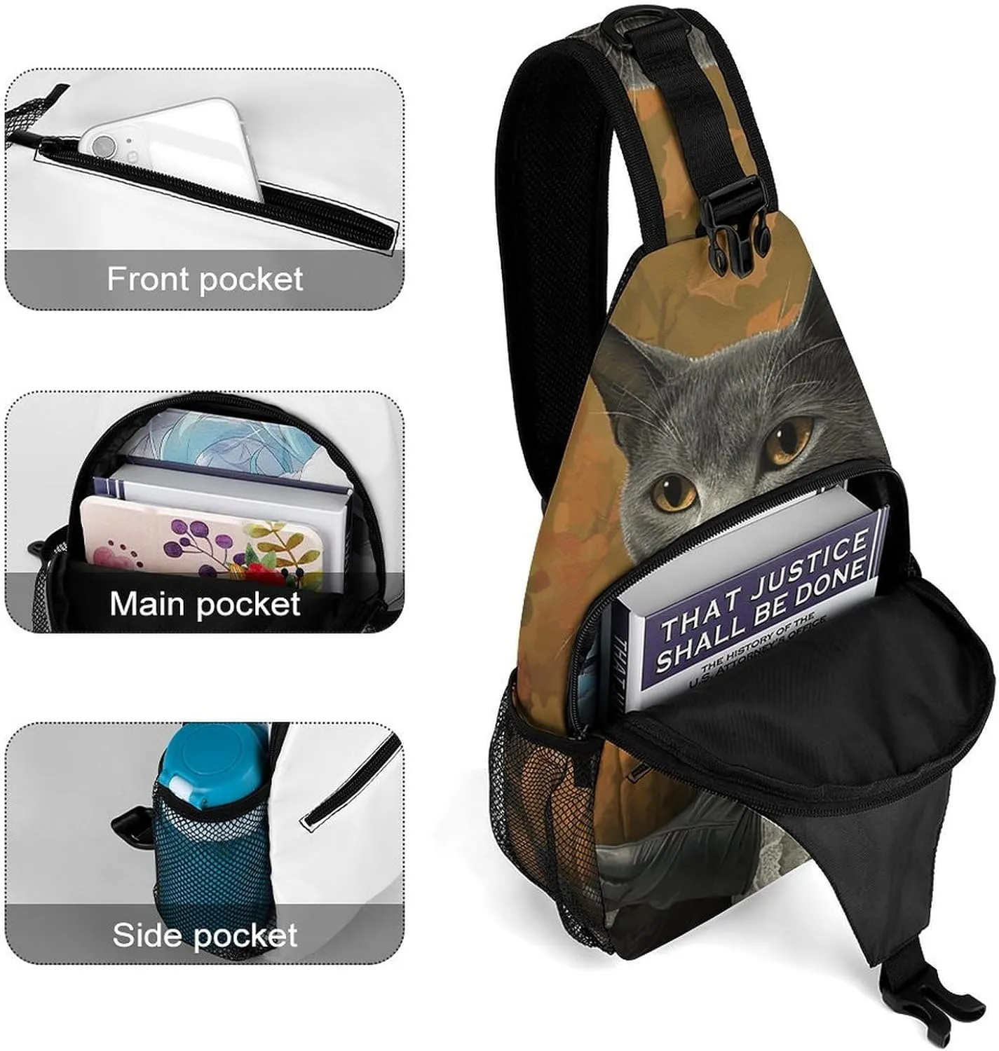 Sling Backpack Crossbody for Man Woman Holding A Pumpkin Cross Body Adjustable Chest Bag