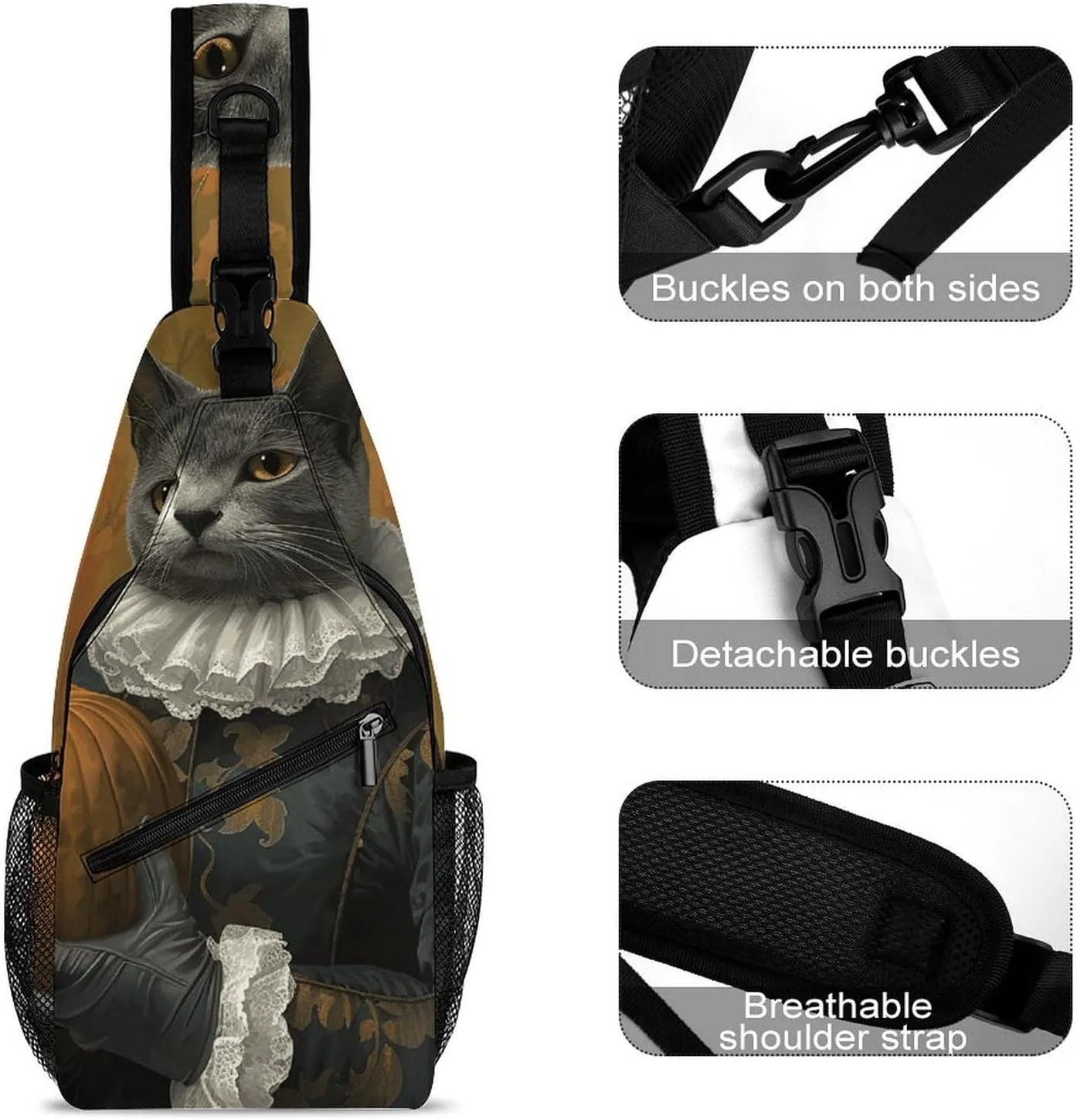 Sling Backpack Crossbody for Man Woman Holding A Pumpkin Cross Body Adjustable Chest Bag