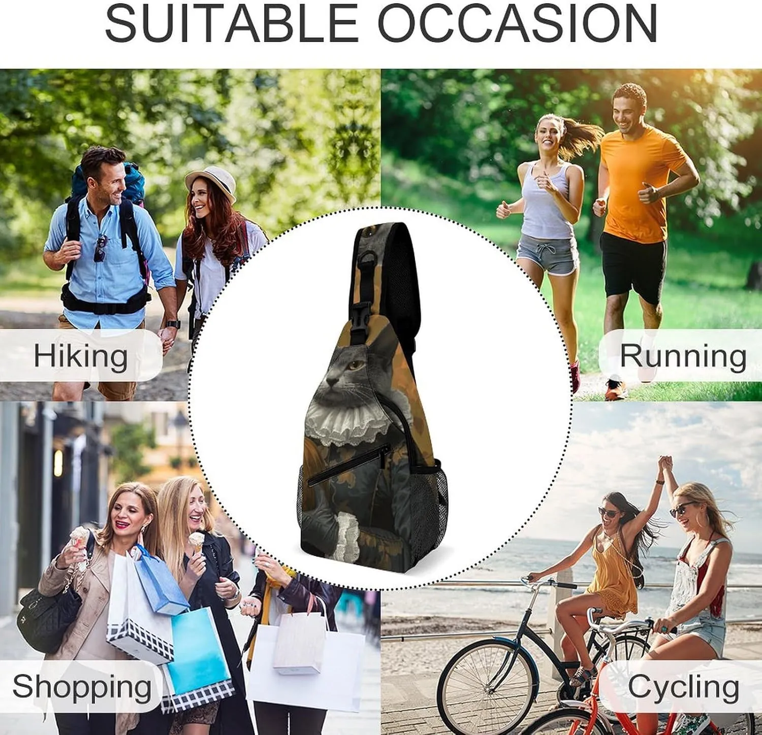 Sling Backpack Crossbody for Man Woman Holding A Pumpkin Cross Body Adjustable Chest Bag