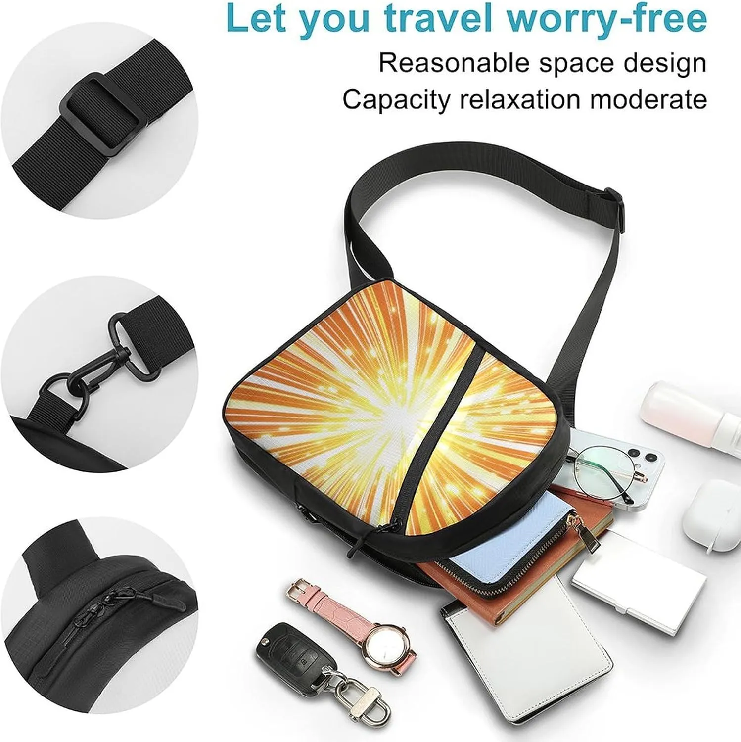 Sling Backpack Crossbody for Man Woman Line Explosion Effect Cross Body Adjustable Chest Bag
