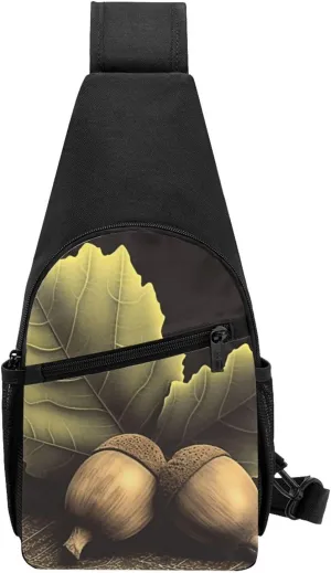 Sling Backpack Crossbody Sling Bag Two acorns Chest Bag Daypack Fanny Pack Cross Body Bag for Outdoors Hiking