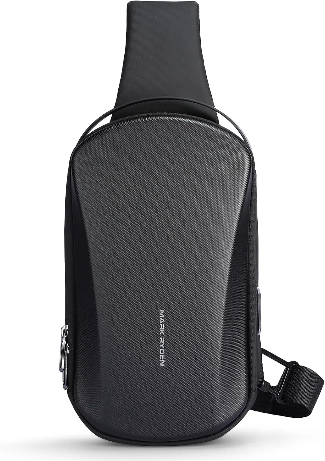 Sling Backpack Men, Sleek Aesthetic Sling Bag with Hard Shell Design and USB Charging Port, Waterproof Shoulder Bag for Traveling, Sporting, Cycling, Daily