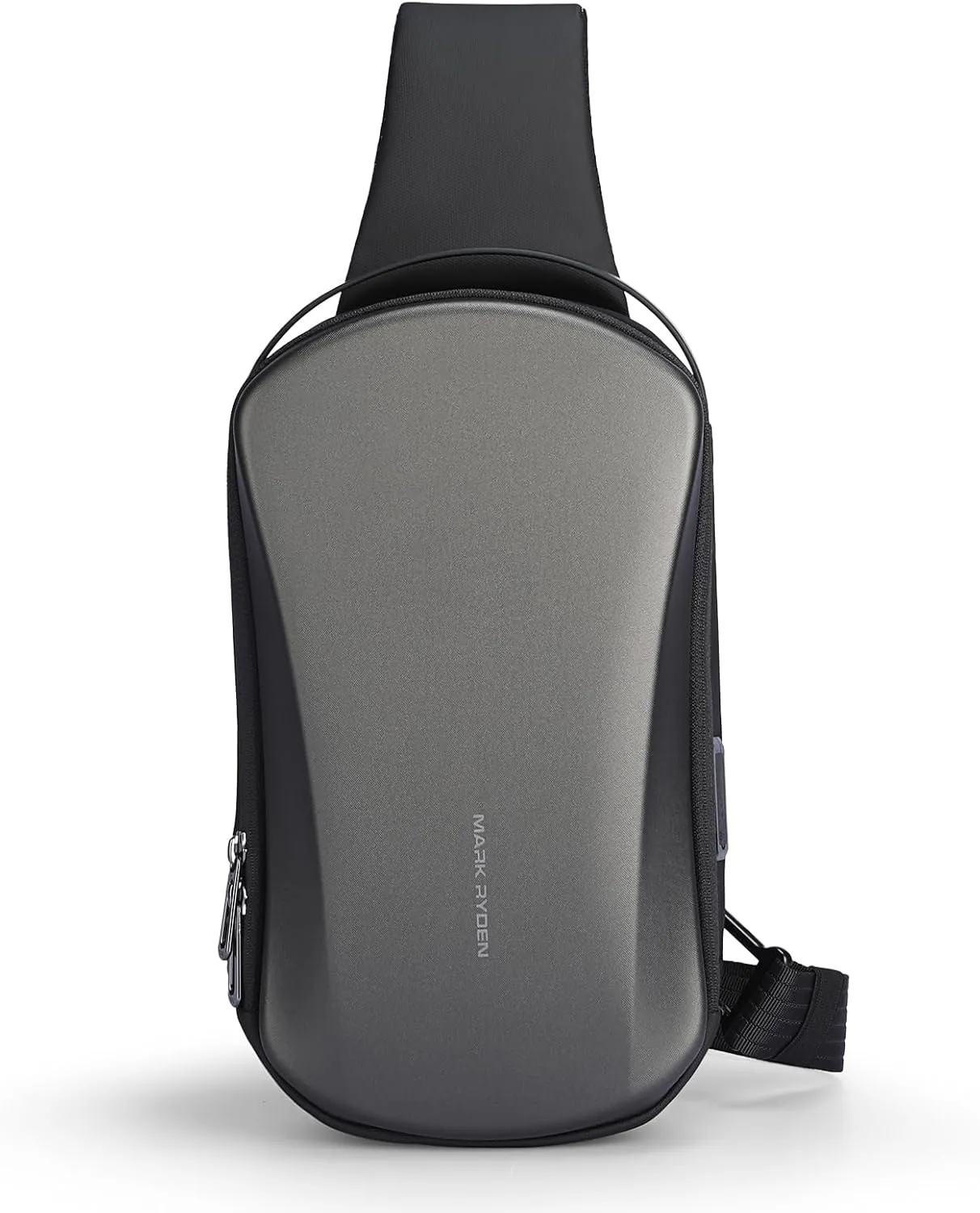 Sling Backpack Men, Sleek Aesthetic Sling Bag with Hard Shell Design and USB Charging Port, Waterproof Shoulder Bag for Traveling, Sporting, Cycling, Daily