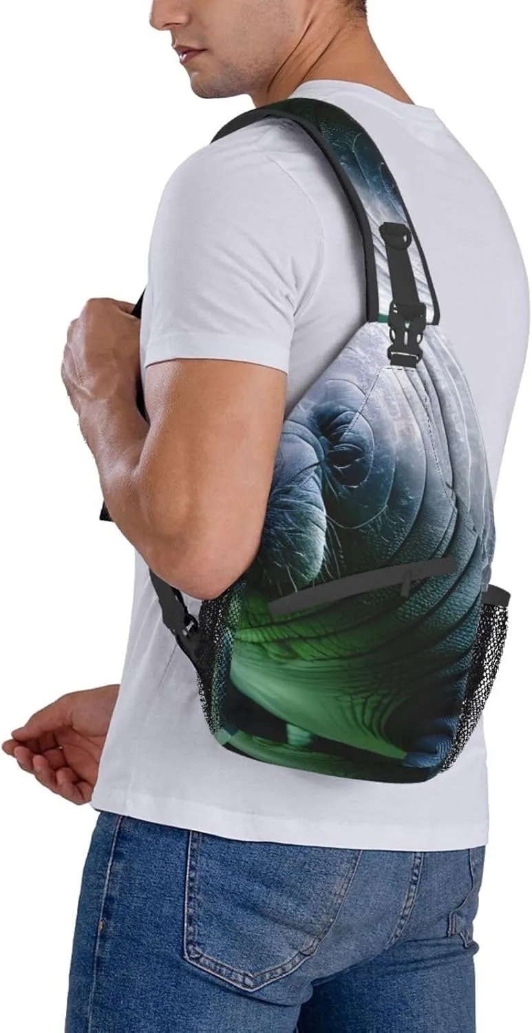 Sling Backpack,Men Cross Chest Bag Diagonally,Durable Adjustable Outdoor Cycling Travel Bag,Manatee Animals Calf Print