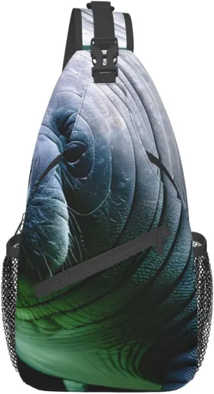 Sling Backpack,Men Cross Chest Bag Diagonally,Durable Adjustable Outdoor Cycling Travel Bag,Manatee Animals Calf Print