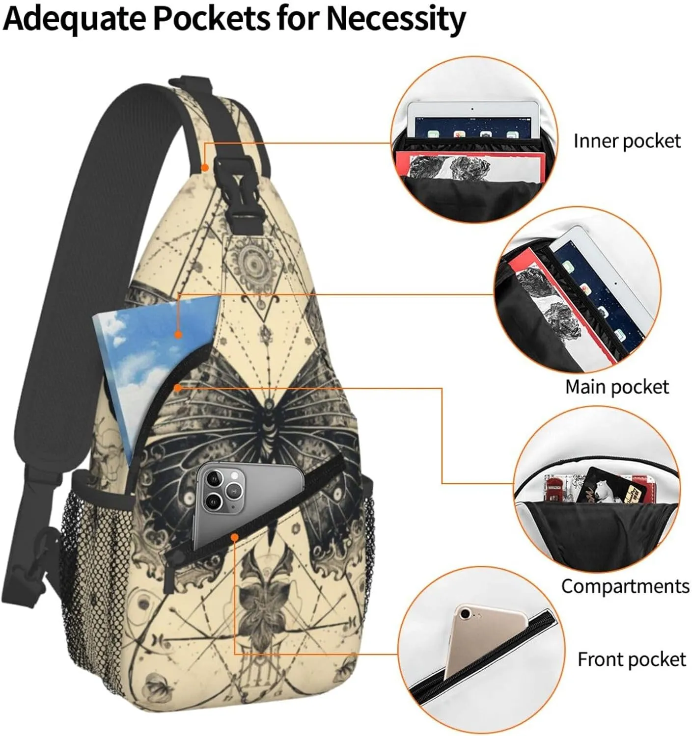 Sling Bag Baseball Vintage Sport Hiking Daypack Crossbody Shoulder Backpack Travel Chest Pack for Men Women