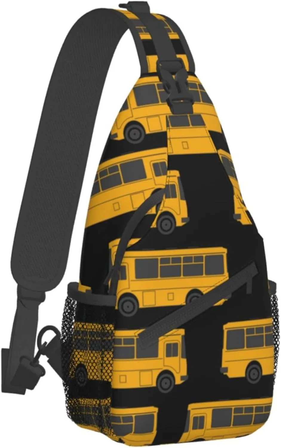 Sling Bag Casual Shoulder Backpack Lightweight Black yellow bus Chest Package With Adjustable Strap Multipurpose Sling Bag
