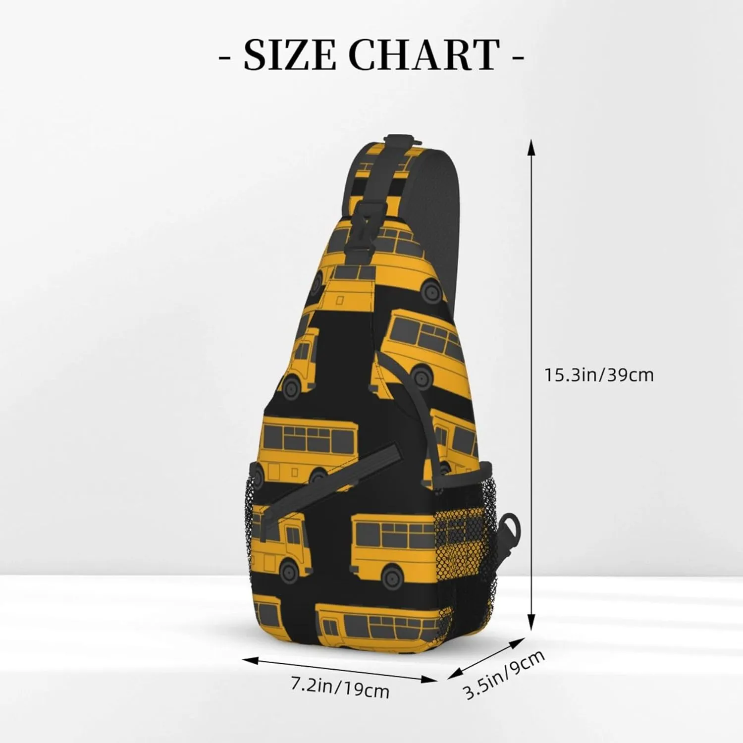 Sling Bag Casual Shoulder Backpack Lightweight Black yellow bus Chest Package With Adjustable Strap Multipurpose Sling Bag