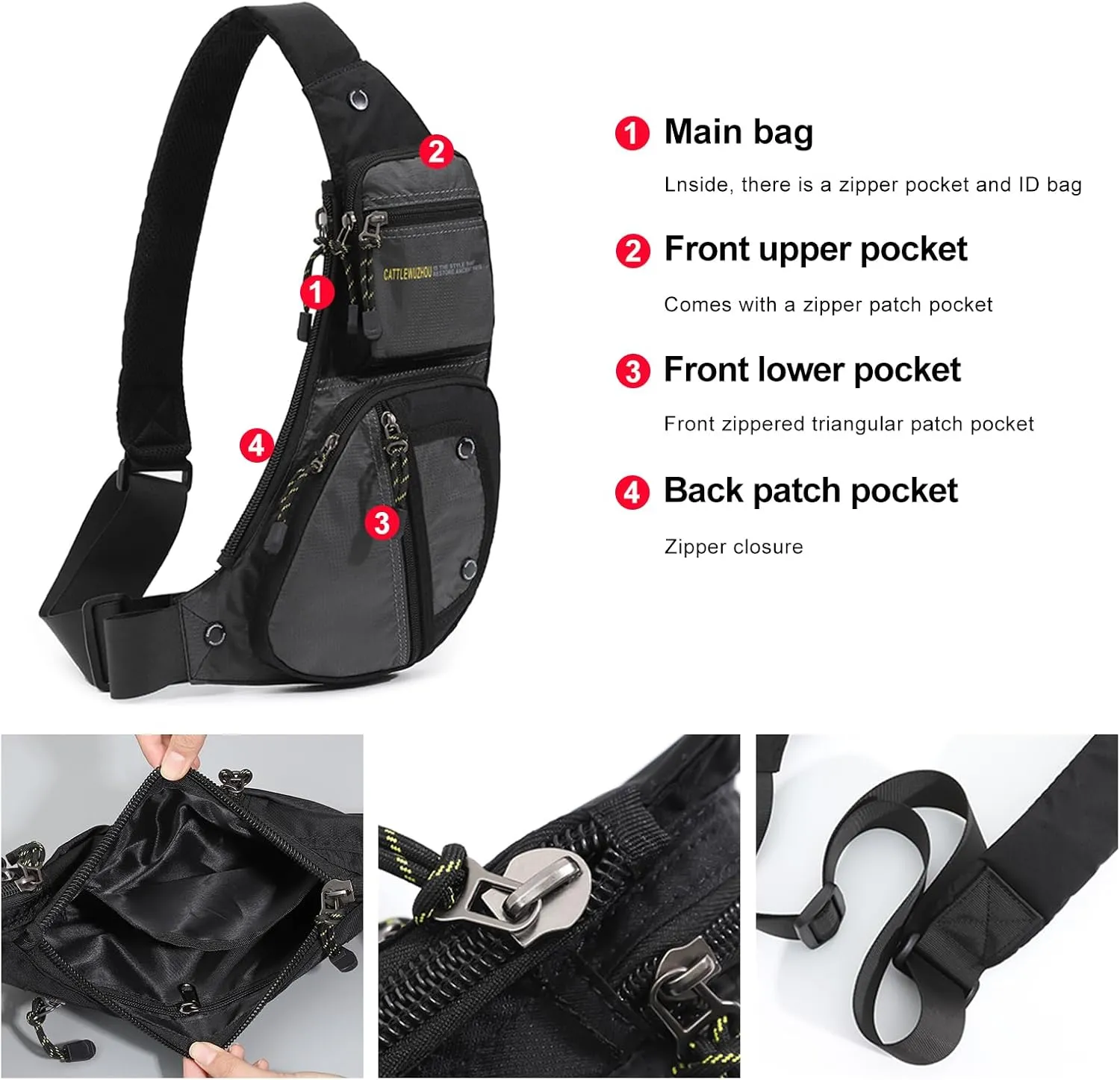 Sling Bag Chest Shoulder Backpack Crossbody Bags Casual Daypack for Men,Multipurpose Cross Body Chest Bag