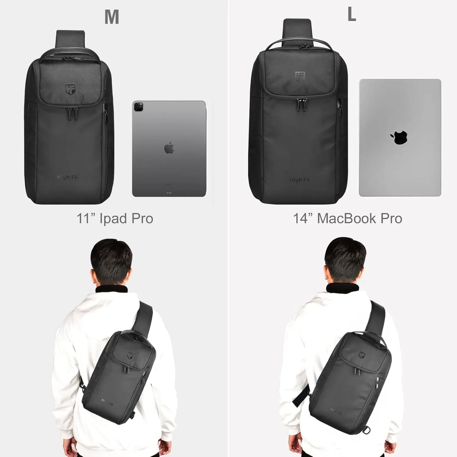 Sling Bag Crossbody Backpack Compact EDC Daypack for Men Minimalist Chest Shoulder bag 11 inch iPad Pro M4/ iPad Air M2