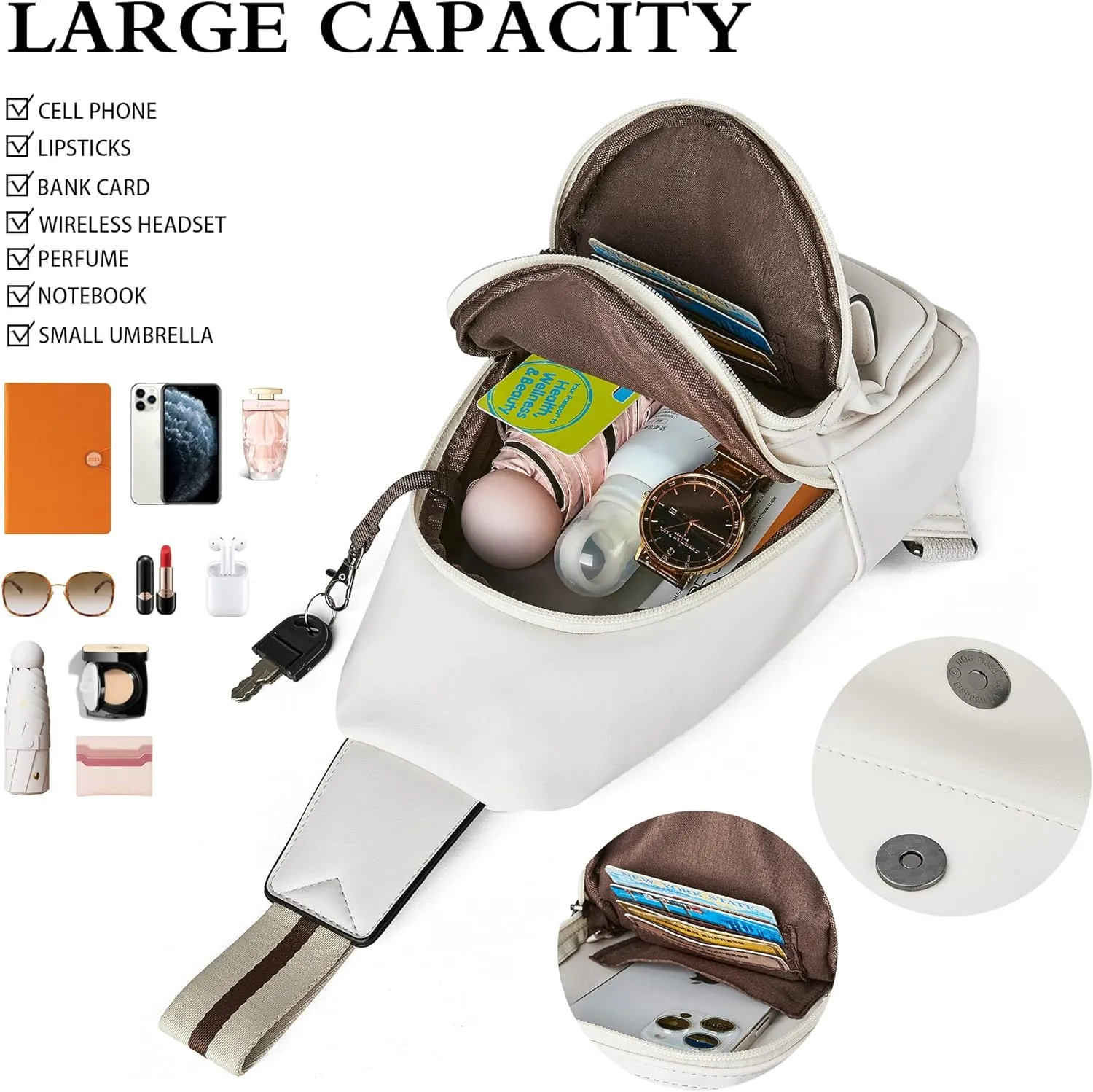 Sling Bag Crossbody Bags for Women Cross Body Fanny Packs Chest Sling Purses for Travel Shopping Leisure Sport