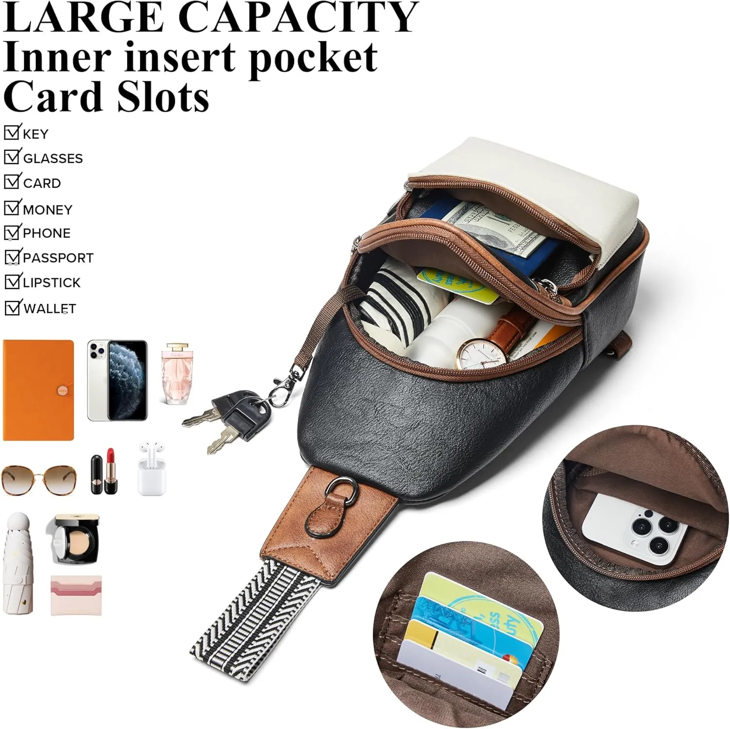 Sling Bag Crossbody Bags for Women Fanny Packs Purse Backpack Casual Daypacks for Travel Work Shopping