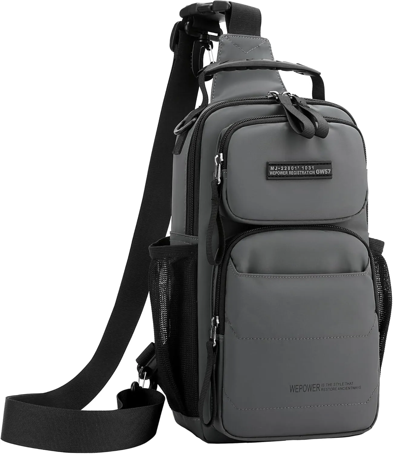 Sling Bag for Men Travel Lightweight Multi-pocket Crossbody Shoulder Bags Convertible Sling Backpack Chest Bag Men(Grey)