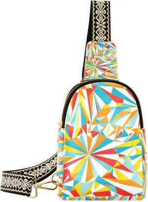 Sling Bag for Women Bright Circus Colorful Swirls Crossbody Bag Backpack Purse Small Cross Body Bags Travel Shoulder Bags Multipurpose Chest Bag