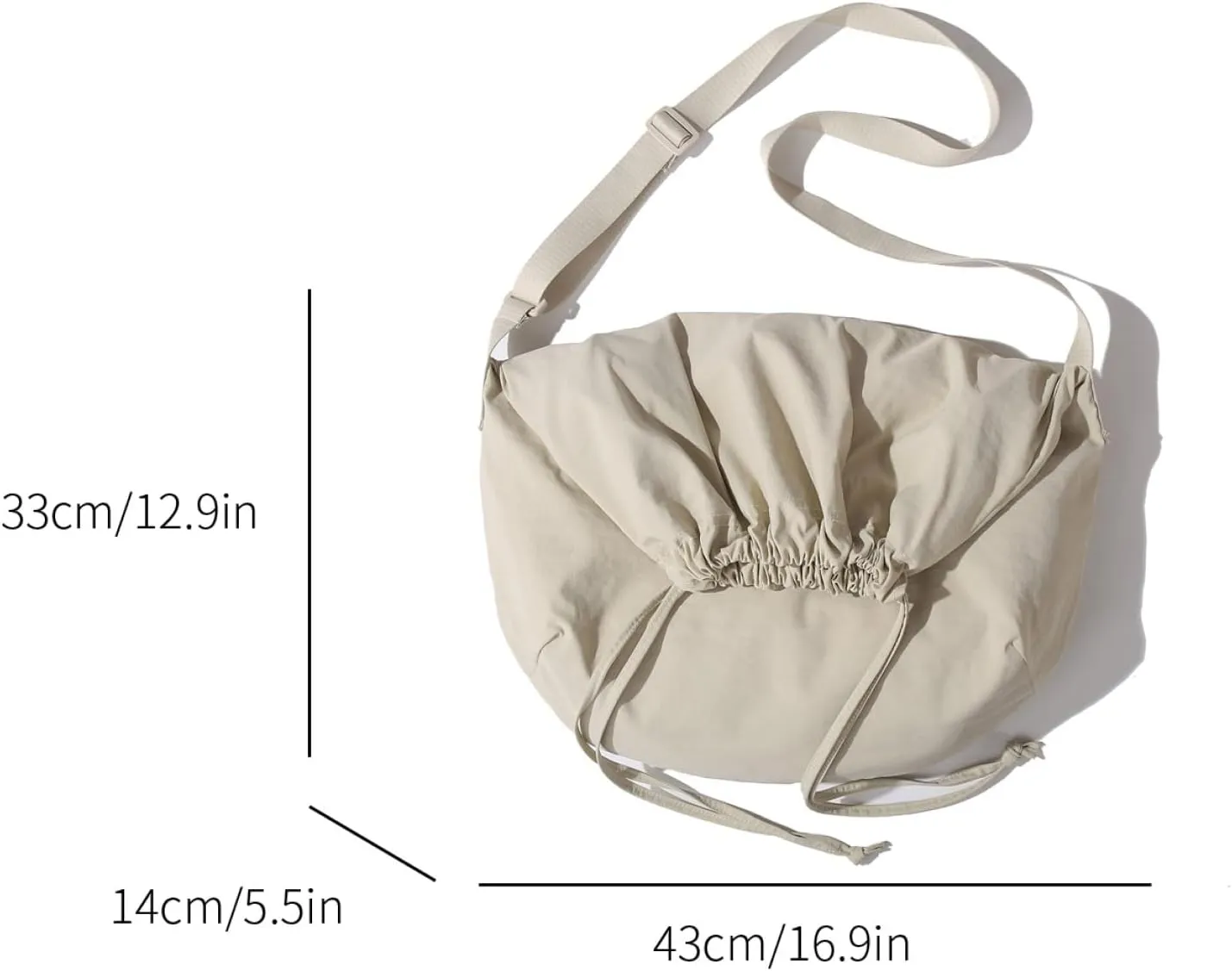 Sling Bag for Women Drawstring Crossbody Bag Nylon Casual Satchel Purse Shoulder Handbag Hobo Bag for Office Travel