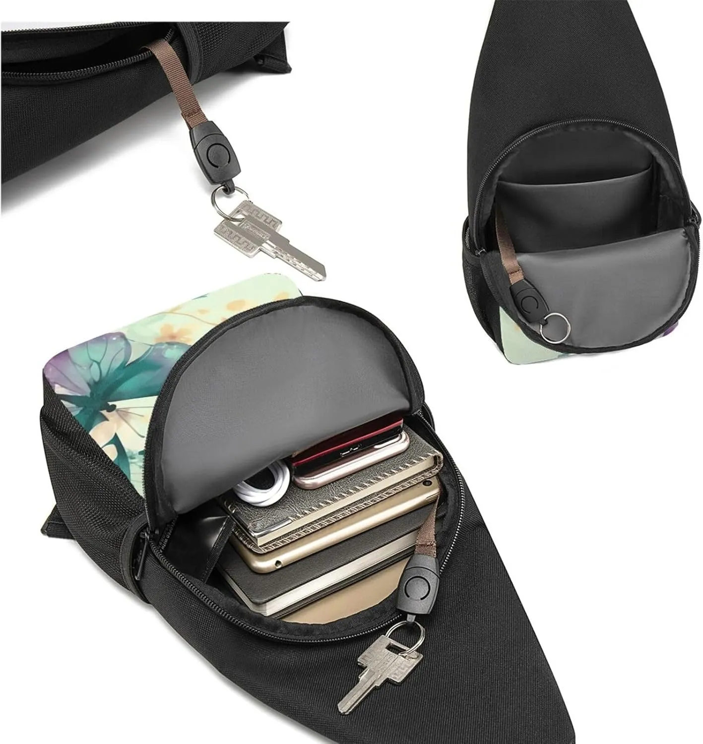 Sling bag for Women Men Trendy Sling Bakpack Casual Chest Bag Blue and Purple Fanny Pack for Travel Hiking