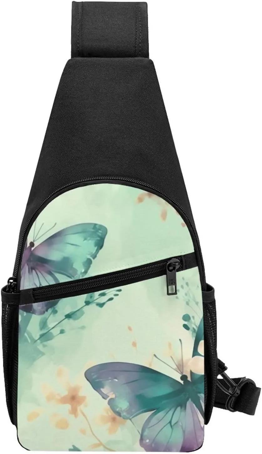Sling bag for Women Men Trendy Sling Bakpack Casual Chest Bag Blue and Purple Fanny Pack for Travel Hiking