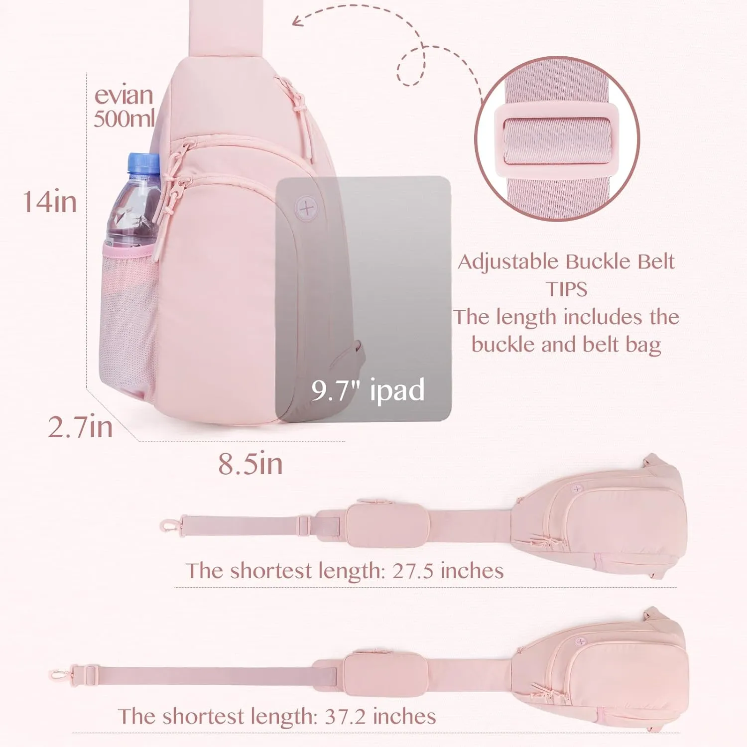 Sling Bag Nylon Crossbody Purse Adjustable Strap Shoulder Anti Theft Crossbody Bags for Women Travel