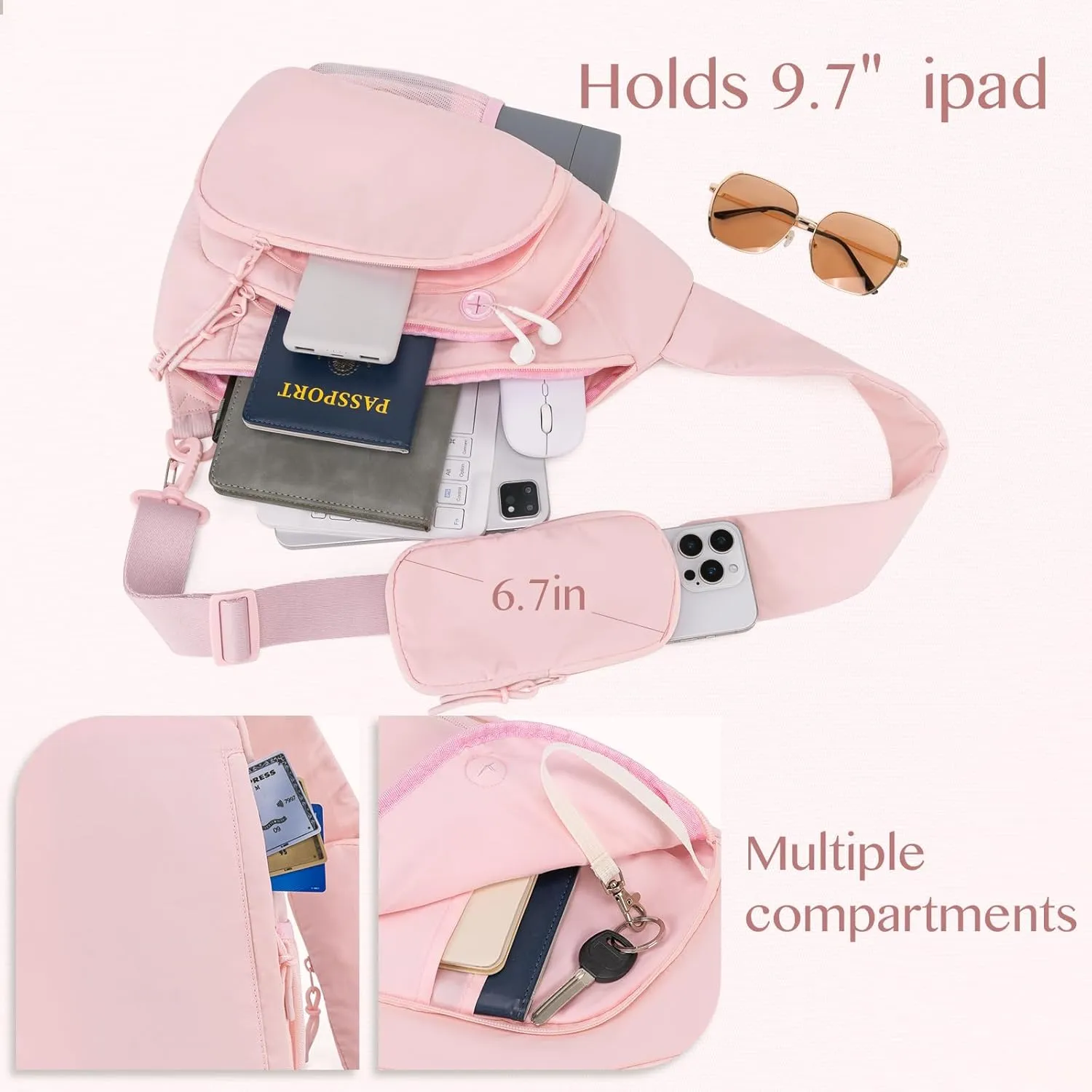 Sling Bag Nylon Crossbody Purse Adjustable Strap Shoulder Anti Theft Crossbody Bags for Women Travel