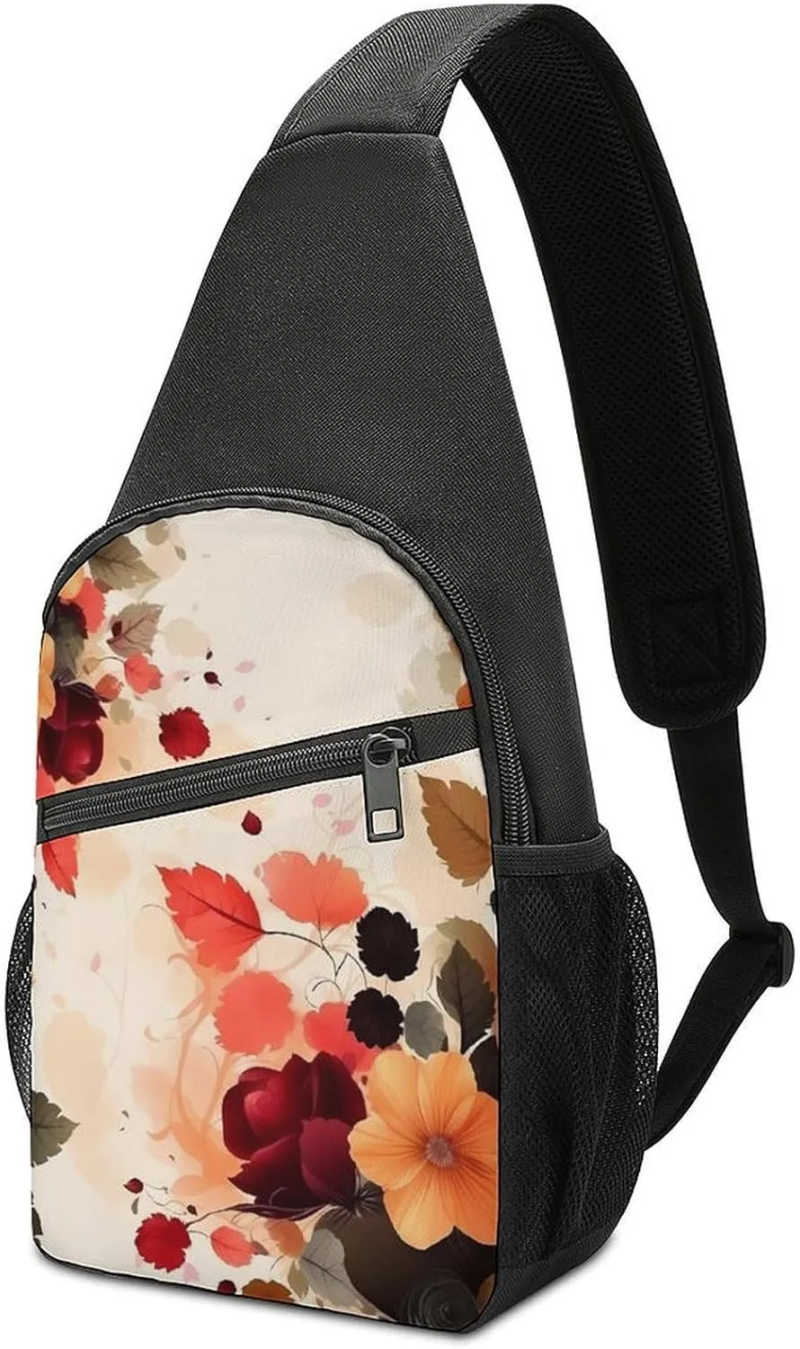 Sling Bags Beautiful Floral Crossbody Bag for Women Men Cross Body Bag for Travel Hiking Shopping