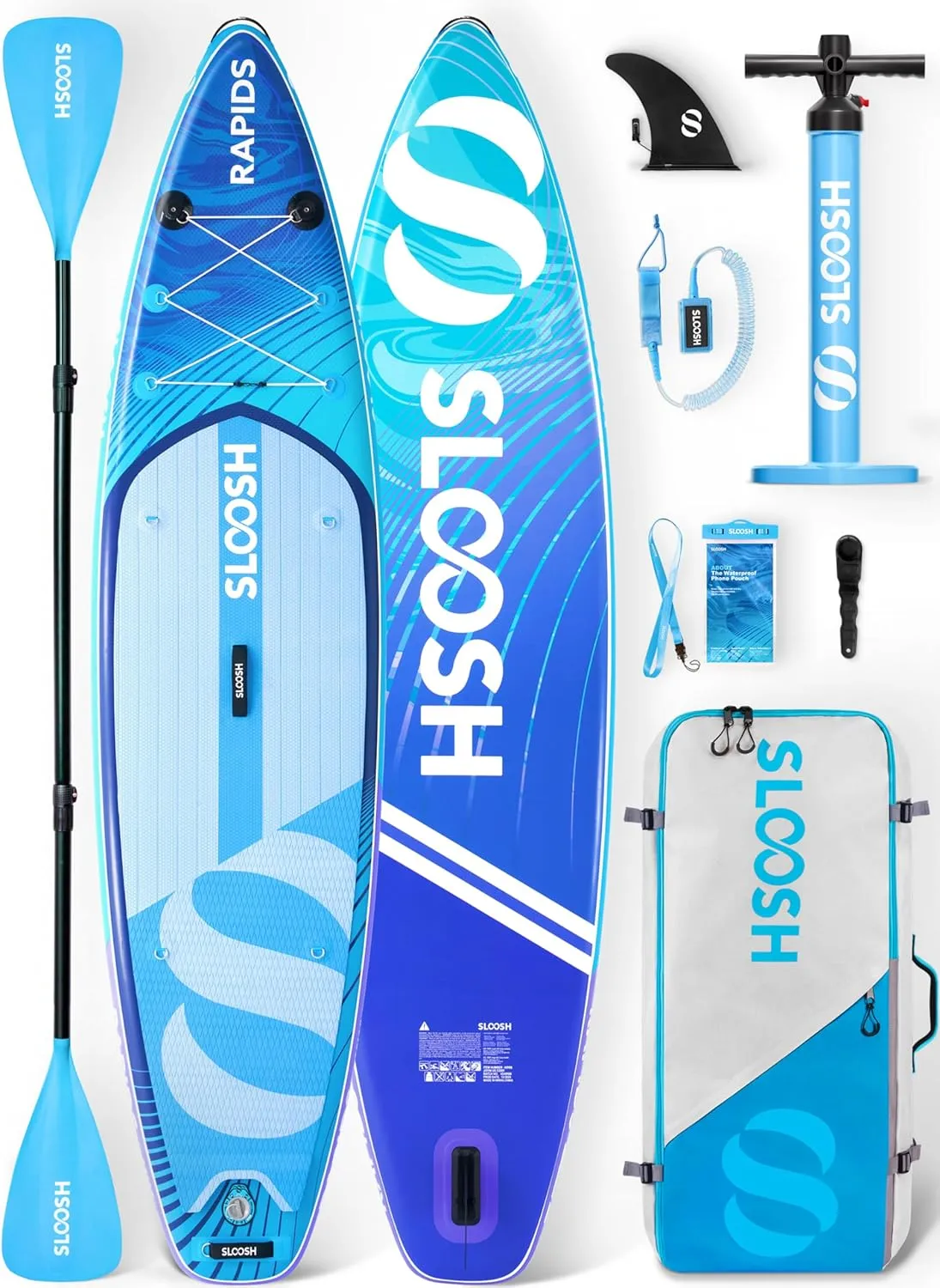SLOOSH Inflatable Stand Up Paddle Board, 11'6" Inflatable Paddle Boards with Premium Accessories, Non-Slip EVA Deck, Ultra-Light Carry Bag Pump, Rapids SUP for Youth & Adults
