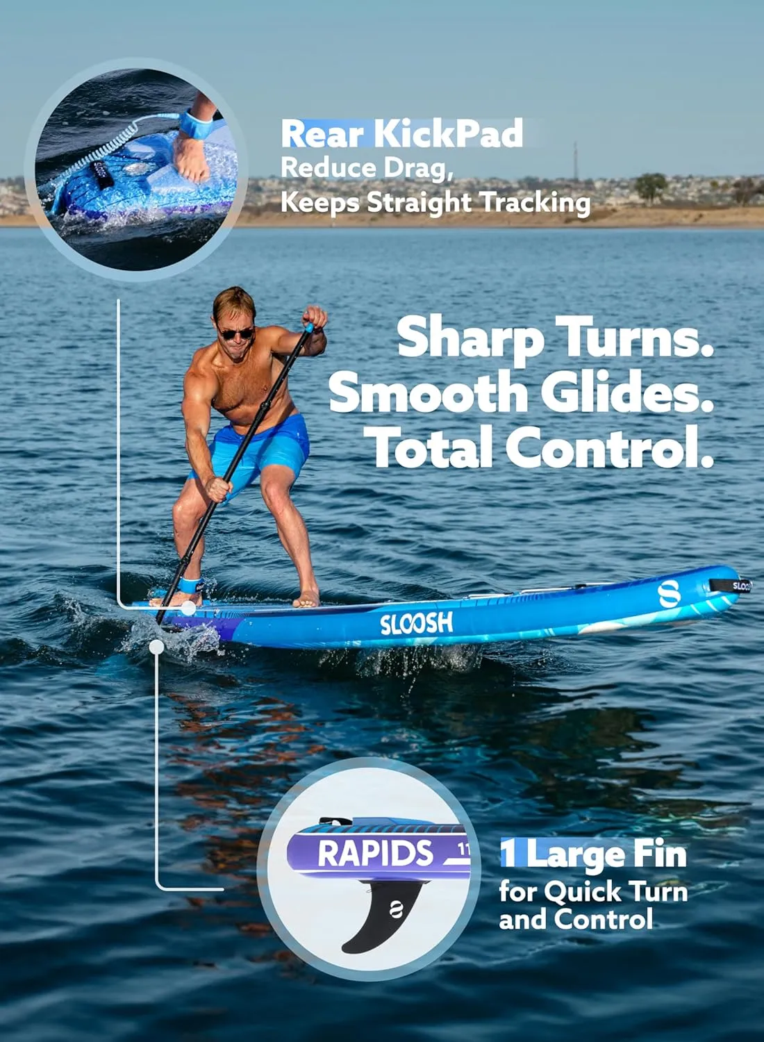 SLOOSH Inflatable Stand Up Paddle Board, 11'6" Inflatable Paddle Boards with Premium Accessories, Non-Slip EVA Deck, Ultra-Light Carry Bag Pump, Rapids SUP for Youth & Adults