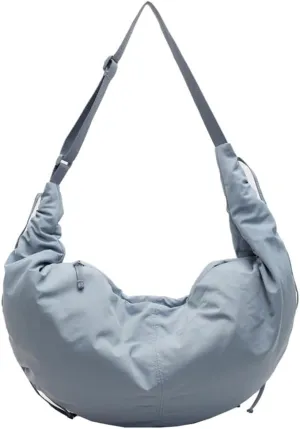 Slouchy Crescent Crossbody Shoulder Bag for Women Large Dumpling Tote Purse Canvas Handbags with Drawstring