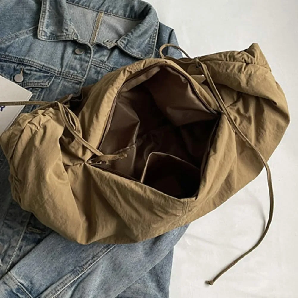 Slouchy Crescent Crossbody Shoulder Bag for Women Large Dumpling Tote Purse Canvas Handbags with Drawstring