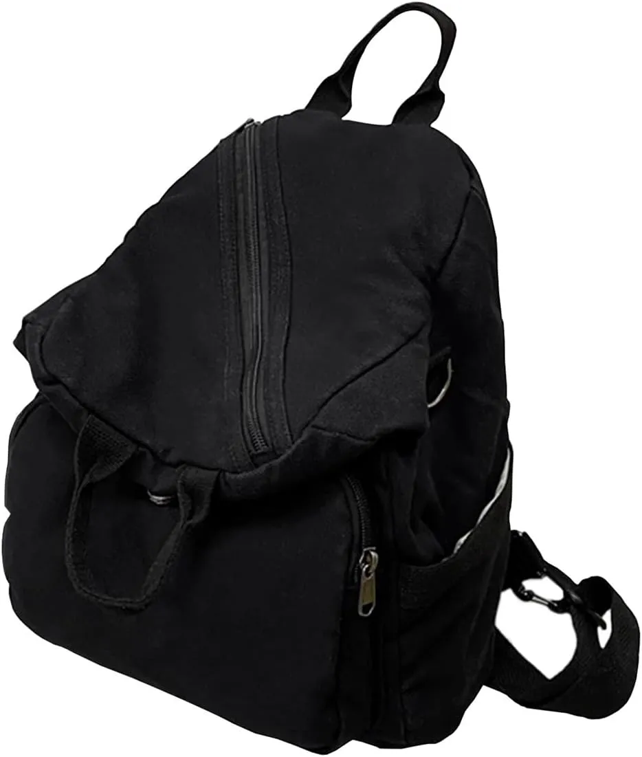 Small Backpack for Women Cute Backpack Ladies Canvas Backpack Purse for Women Men Casual Daypack Fashion Satchel Bag for Daily,Work (Black)