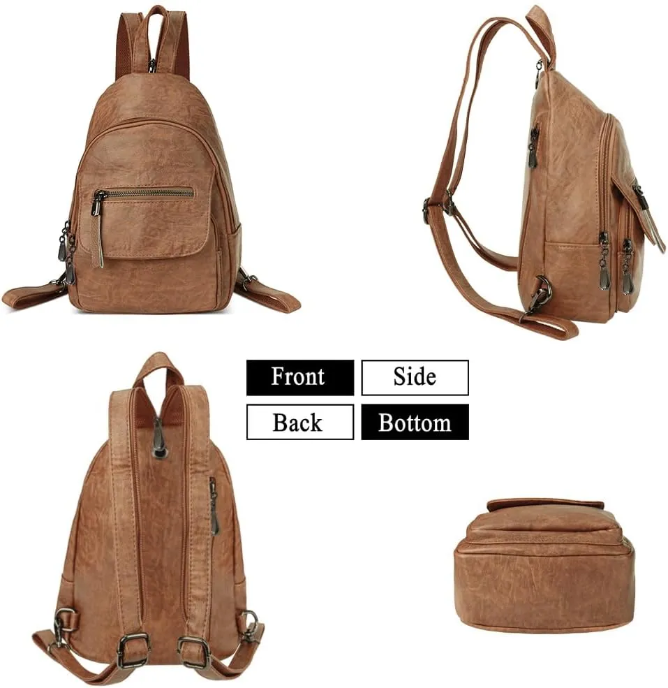 Small Backpack Purse for Women Fashion PU Leather Backpack Convertible Ladies Sling Bag