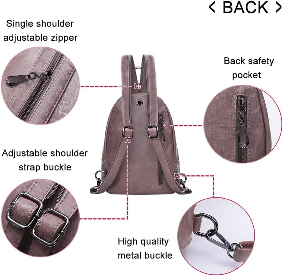 Small Backpack Purse for Women Fashion PU Leather Backpack Convertible Ladies Sling Bag
