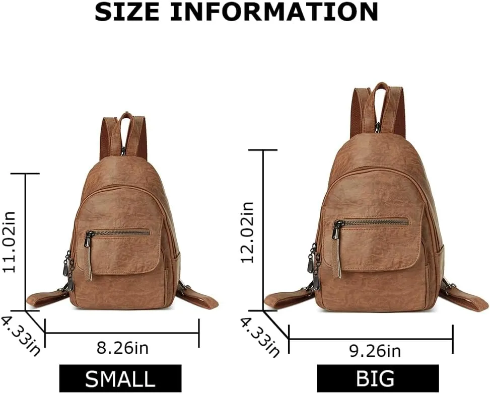 Small Backpack Purse for Women Fashion PU Leather Backpack Convertible Ladies Sling Bag