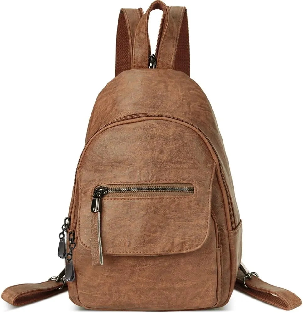 Small Backpack Purse for Women Fashion PU Leather Backpack Convertible Ladies Sling Bag