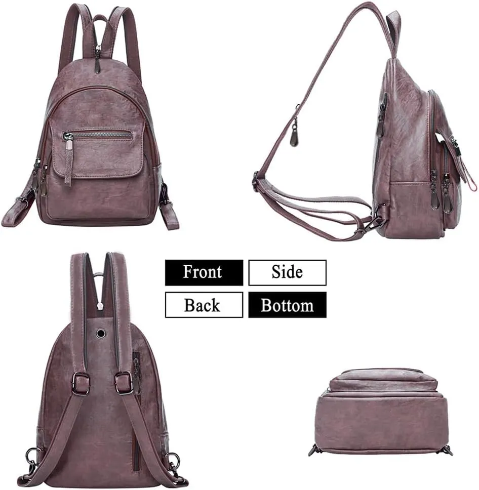 Small Backpack Purse for Women Fashion PU Leather Backpack Convertible Ladies Sling Bag