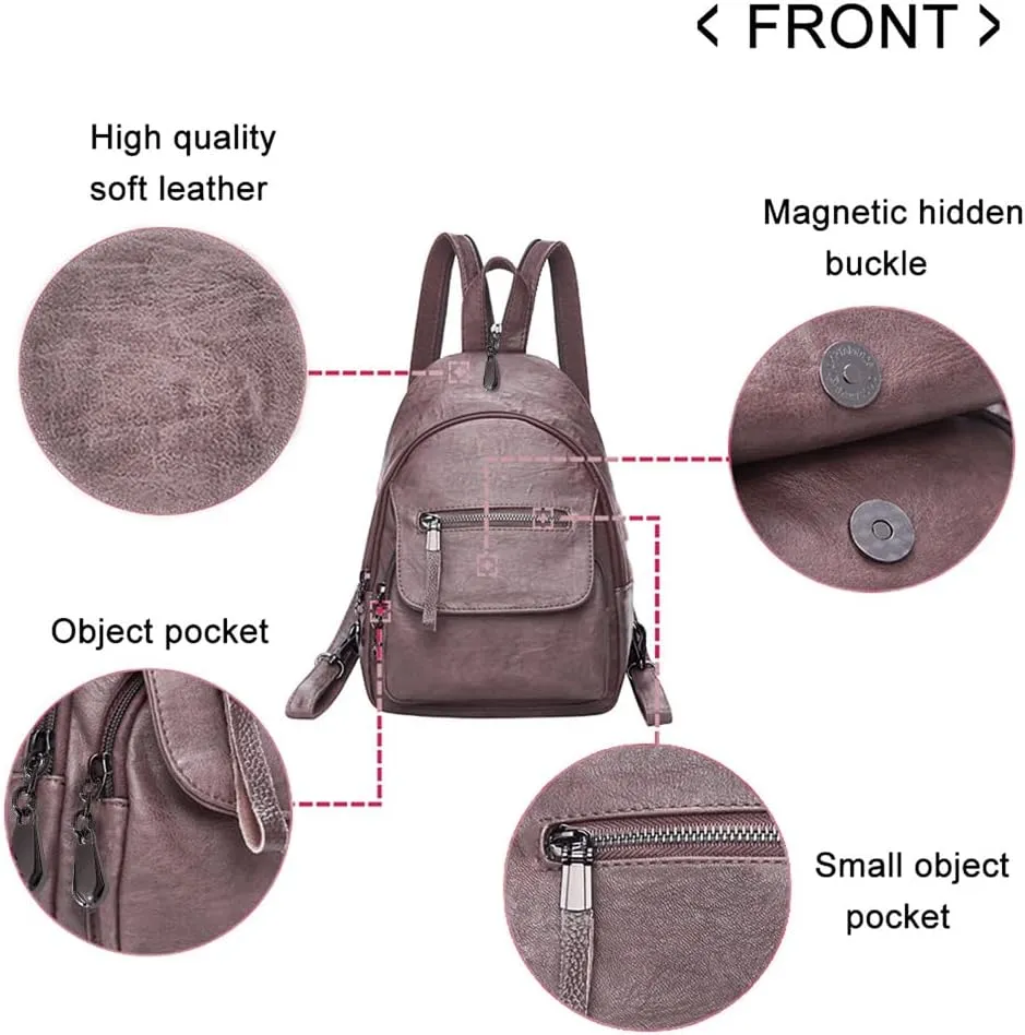 Small Backpack Purse for Women Fashion PU Leather Backpack Convertible Ladies Sling Bag