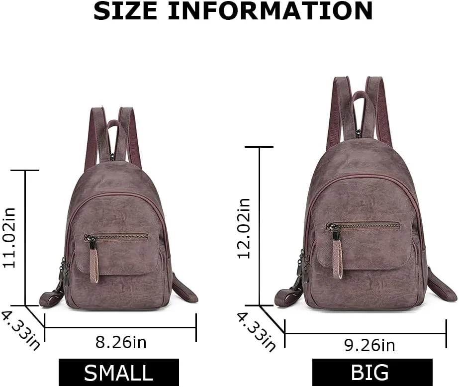 Small Backpack Purse for Women Fashion PU Leather Backpack Convertible Ladies Sling Bag