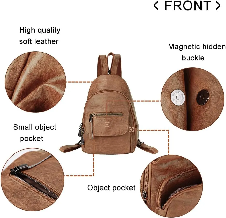 Small Backpack Purse for Women Fashion PU Leather Backpack Convertible Ladies Sling Bag