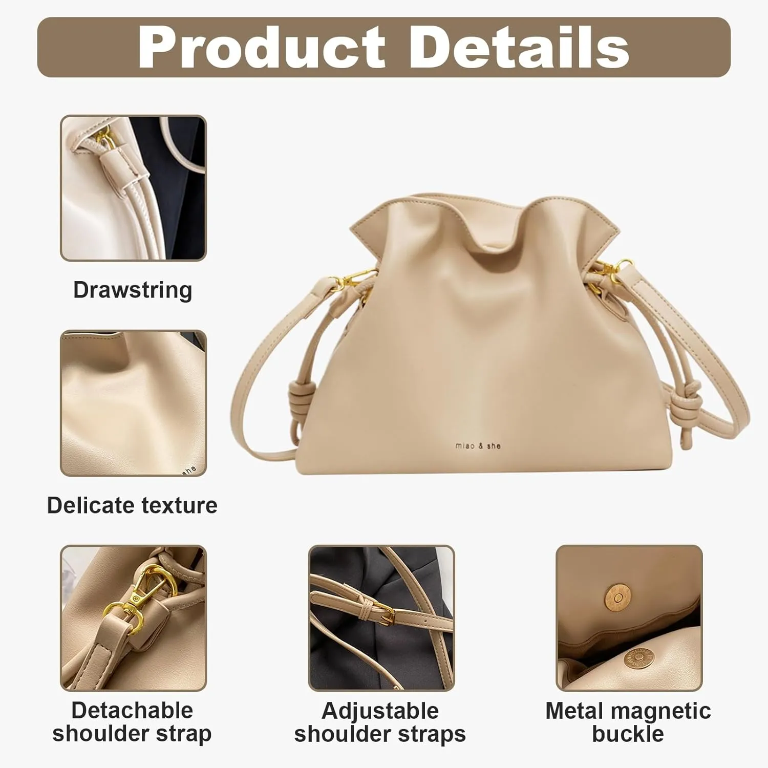 Small Bucket Bag for Women, Boston Crossbody Bag Soft Leather Shoulder Handbags Hobo Purse for Daily and Work