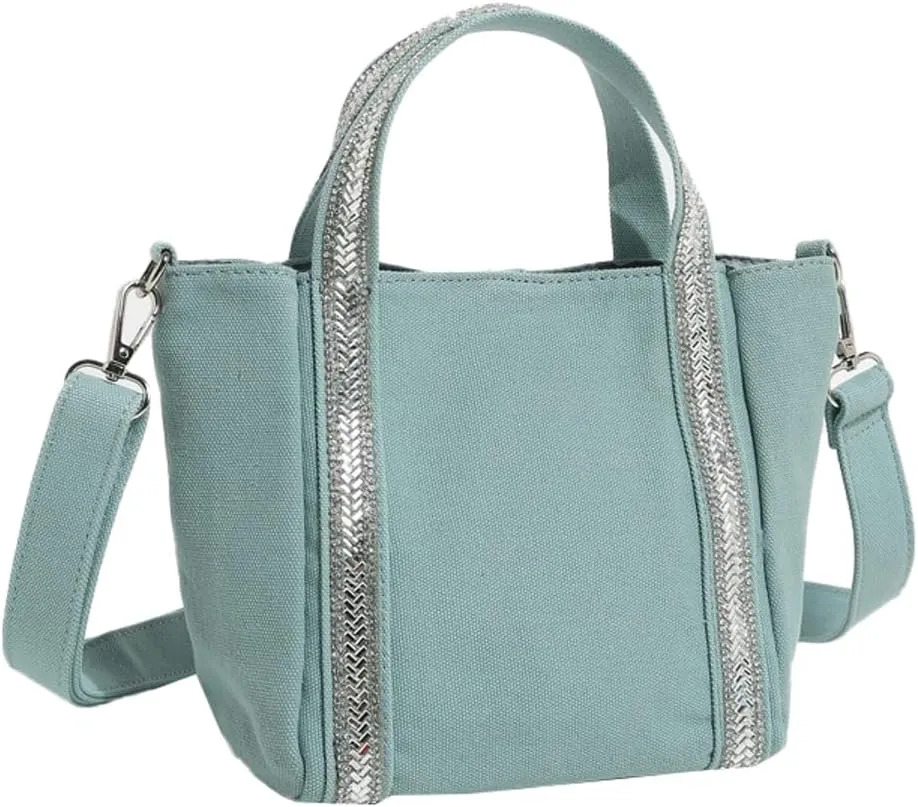 Small Canvas Tote Bag for Women Fashion Crossbody Shoulder Bag Handbags Casual Purses Satchel for Work Travel