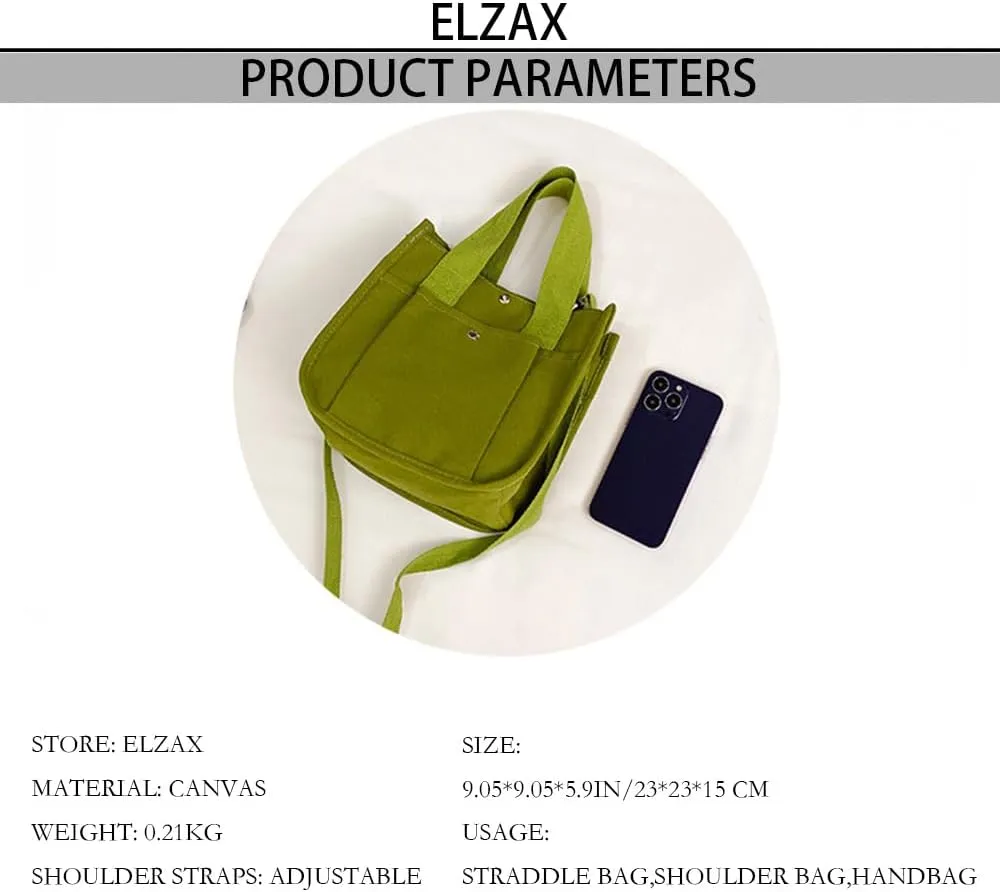 Small Canvas Tote Bag with Strap for Women Casual Satchel Handbag Hobo Crossbody Shoulder Purse for Work Travel