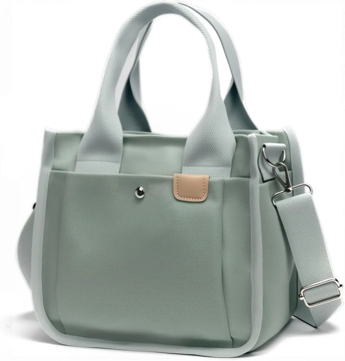 Small Canvas Tote Bag with Zipper, Canvas Multi-Pocket Crossbody Bag Purse Top Handle Satchel Handbags