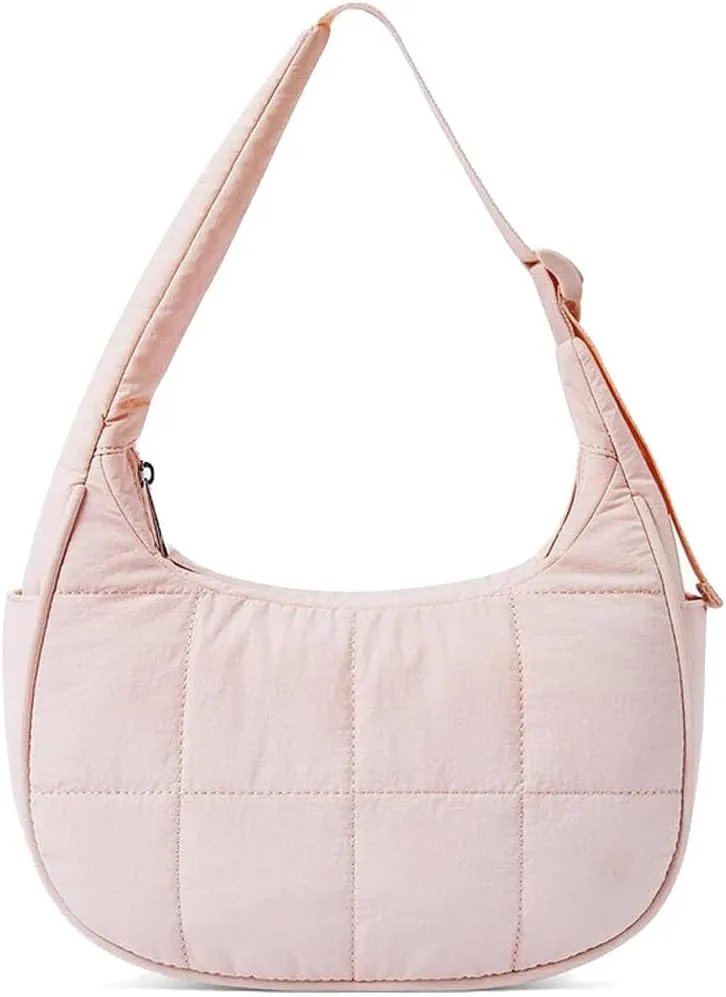 Small Crescent Puffer Purse Shoulder Bag for Women Nylon Quilted Purses Bag Adjustable Shoulder Strap Puffy bag